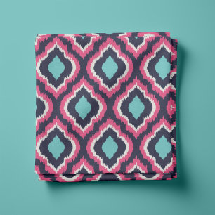 Tissu Marine Turquoise et rose Ikat marocain