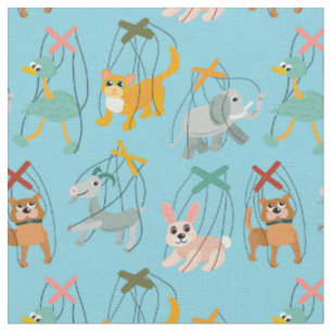 Tissu Marionnettes marionnettes animal mignet Motif mari
