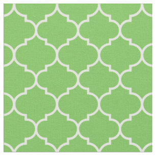 Tissu Maroc Quatrefol Vert Flash & Blanc