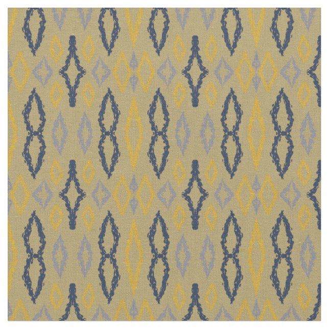 Tissu Marocain Ikat Bleu Jaune Russe Motif (Fermer)