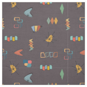 Tissu Marron Foncé Texturé Moderne du Milieu du Siècle