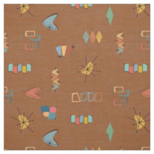 Tissu Marron Texturé Moderne du Milieu du Siècle