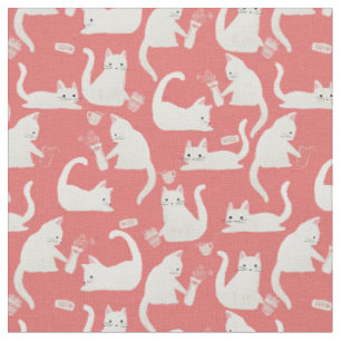 Tissu Mauvais Chats Blancs Qui Frappe Tout