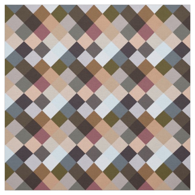 Tissu Mauve Taupe Gris Ardoise Bleu Carrés Motif de mosa (Échantillon)