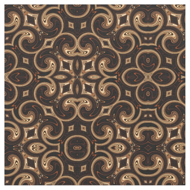 Tissu Médaillon d'Motif Gold Brown noir (Fermer)