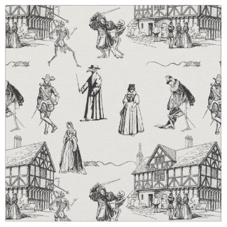 Tissu medieval gothic plague doctor skeleton toile