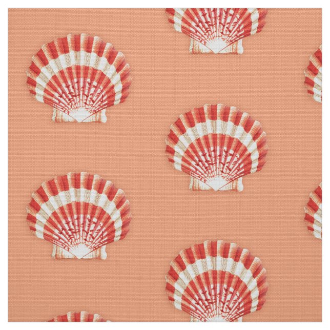 Tissu Mer Shell - orange et blanc de corail (Échantillon)