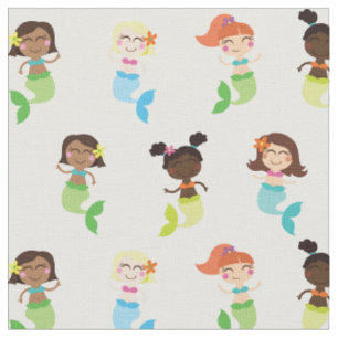 Tissu Mermaid Cute Cartoon Kids Impression Fabric