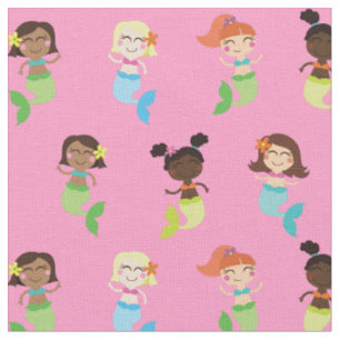 Tissu Mermaid Cute Cartoon Kids Impression Fabric