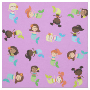 Tissu Mermaid Cute Cartoon Kids Impression Fabric