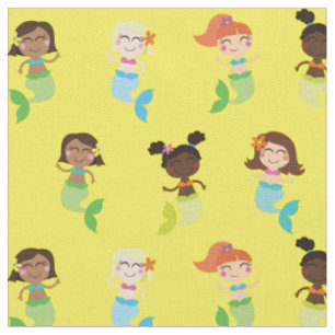 Tissu Mermaid Cute Cartoon Kids Impression Fabric