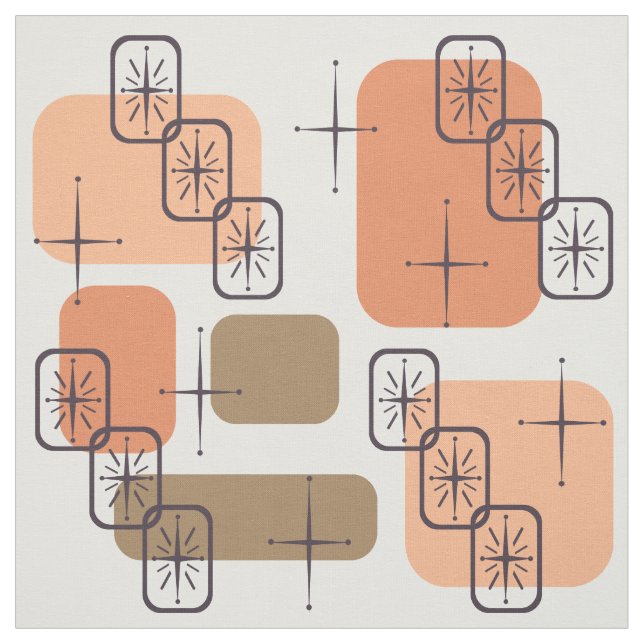 Tissu Mi-siècle Moderne Orange Brown (Échantillon)