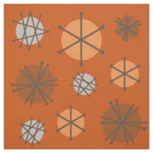 Tissu Mi-siècle Starbursts Modernes Brûlé Orange