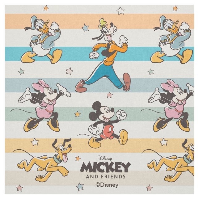 Tissu Mickey & Friends Retro Stars and Stripes Graphic (Échantillon)