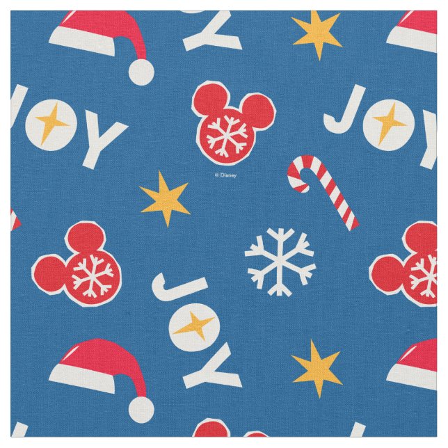 Tissu Mickey Mouse Christmas Blue Joy Motif (Fermer)
