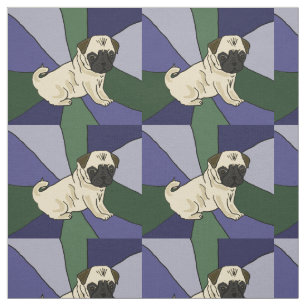Tissu mignon d'art abstrait de chiot de carlin