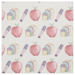 Tissu mignonne aquarelle de retour à l'motif scolaire p
