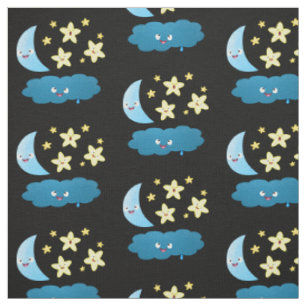 Tissu Mignons étoiles chantant, lune et bande dessinée d