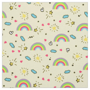 Tissu Mini arc-en-ciel jetez sur un Motif rétro mignon j