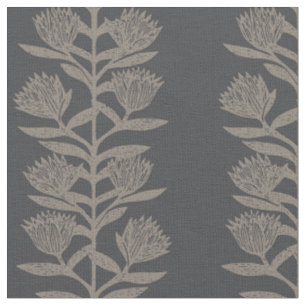 Tissu Minimaliste botanique florale noir charbon humeur