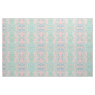 Tissu Mint Vert Bleu rose Retro Nouveau Mosaïque Motif