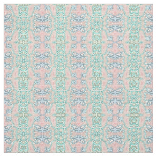Tissu Mint Vert Bleu rose Retro Nouveau Mosaïque Motif