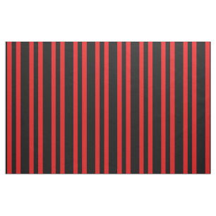 Tissu Minuit noir, rouge vif, rayures