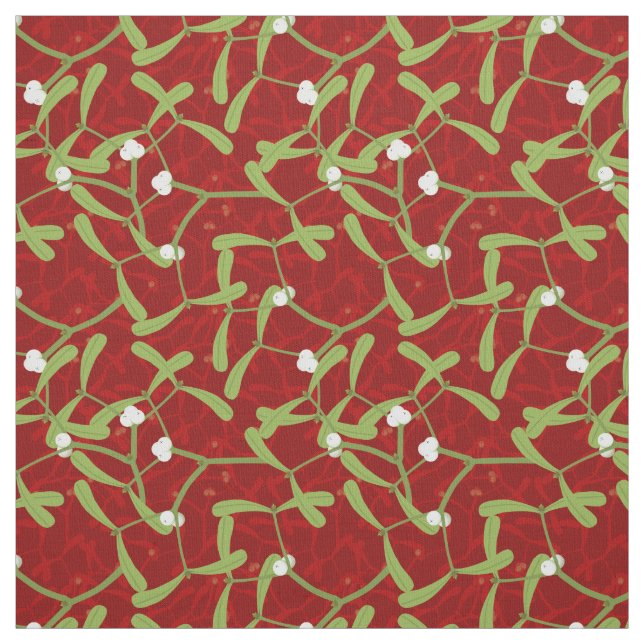 Tissu mistletoe rouge de noël (Échantillon)
