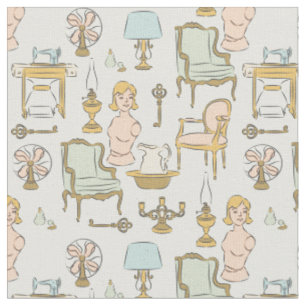 Tissu mobilier ancien mannequin décoration vintage