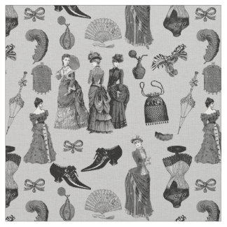 Tissu mode féminine de l'ère victorienne toile noir blan