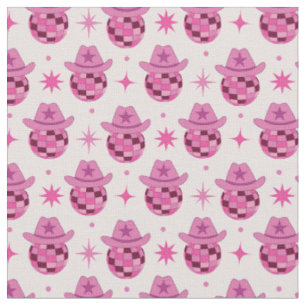 Tissu Modèle de chapeau de cowgirl disco rose avec des é