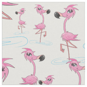 Tissu Modèle flamant rose blanc