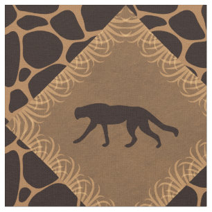 Tissu Modèle sauvage de diamant de chat et de poster de