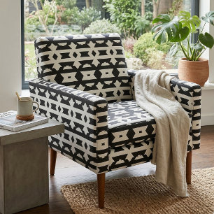 Tissu Moderne Art Géométrique Abstraite Noir et Blanc Op