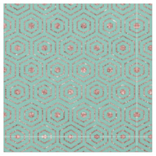 Tissu Moderne Chic Aqua Rose Parties scintillant or Hexa