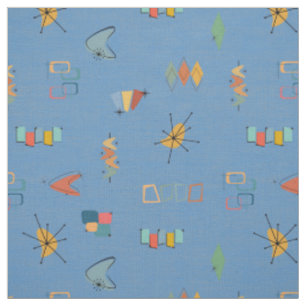 Tissu Moderne de milieu de siècle Texturé Bleu Moyen