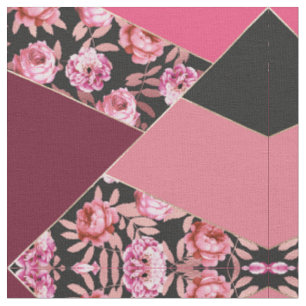 Tissu Moderne Girl Or rose noir Floral Géométrique