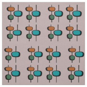 Tissu Moderne milieu du siècle motif rose bleu vert oran