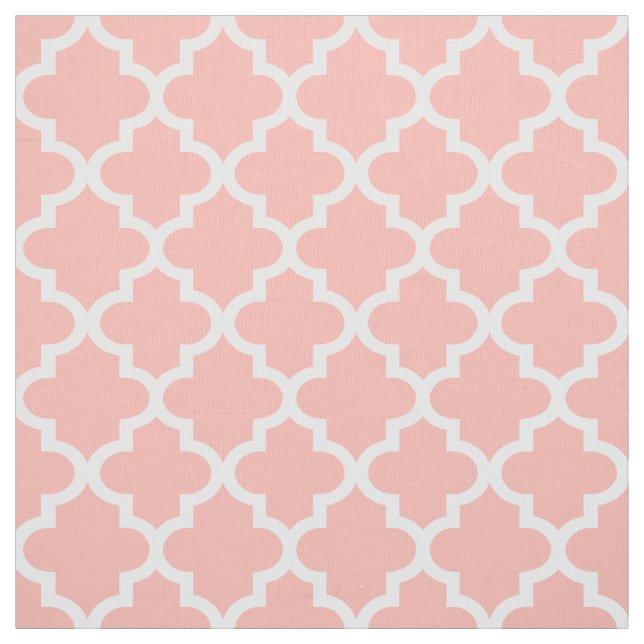 Tissu Moderne motif à quatre feuilles rose et blanc (Échantillon)