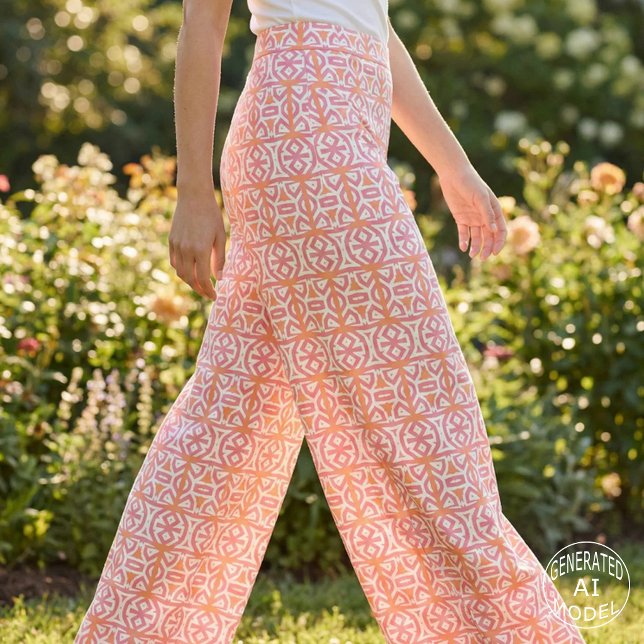 Tissu Moderne motif tribal géométrique rose corail boho (Créateur téléchargé)