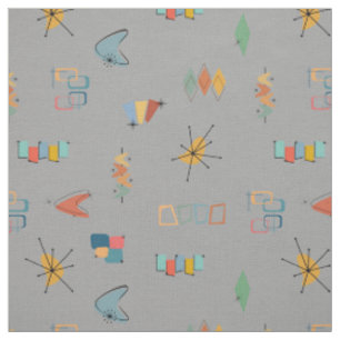 Tissu Moderne Texturé Gris du Milieu du Siècle