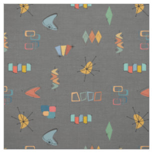 Tissu Moderne Texturé Gris Foncé du Milieu du Siècle