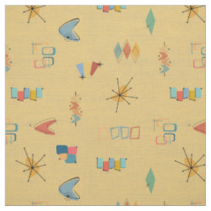 Tissu Moderne Texturé Jaune du Milieu du Siècle