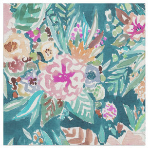Tissu MOINS EST aquarelle florale colorée tropicale
