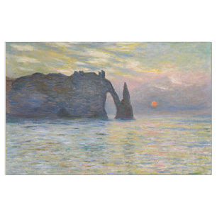 Tissu Monet - Le Manneport, Falaise à Etretat, coucher d