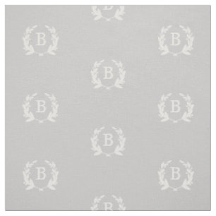 Tissu Monogramme de couronne de laurier gris