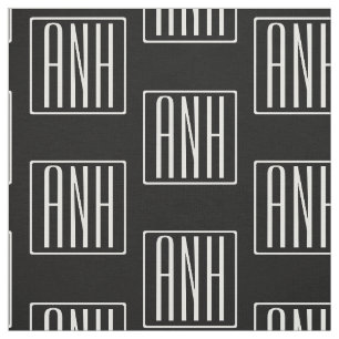Tissu Monogramme initial Blanc sur noir