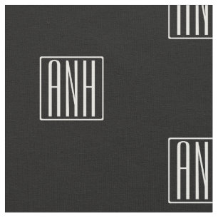 Tissu Monogramme initial Blanc sur noir