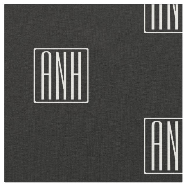 Tissu Monogramme initial | Blanc sur noir (Fermer)