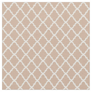 Tissu Monogramme moderne Tan et motif blanc de